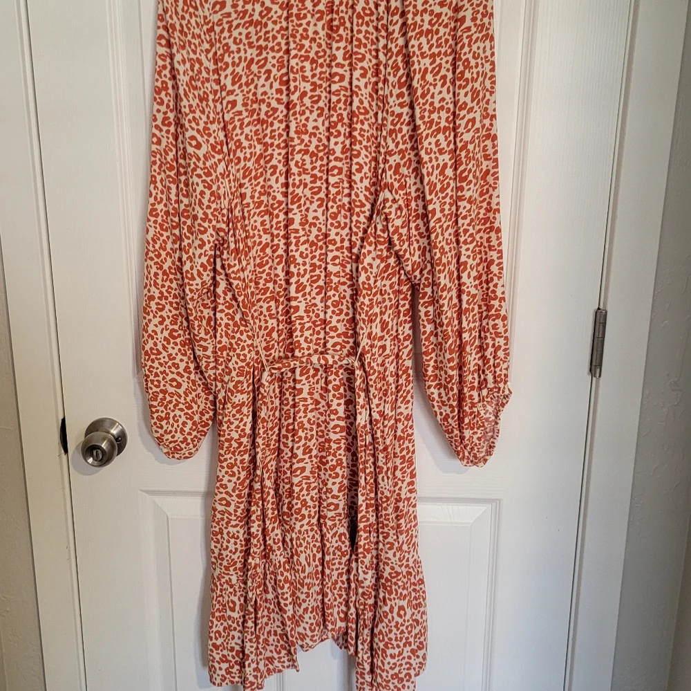 NWT Adorable Loft Women's Dark Orange multi Longsleeve swing dress sz XXL. - Picture 5 of 10